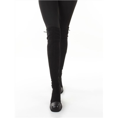 02-H8B-11A BLACK Сапоги "Ботфорты" демисезонные женские (искусственная замша, натуральная кожа)