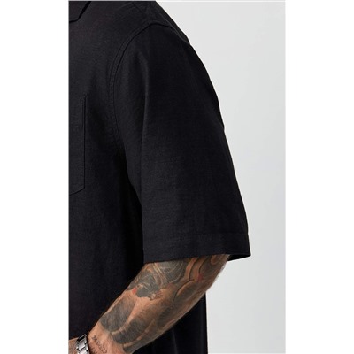 Рубашка к/р лен F611-0423 black