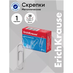 Скрепки канцелярские ErichKrause, 28 мм, 100 шт., без покрытия