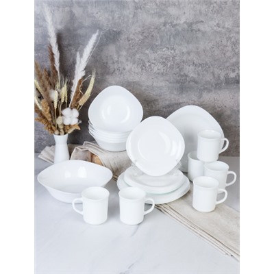 Столовый набор 25 предметов квадратный с кружками 300 мл GRAY-SQ19 8957595 CB300 (WHITE) (уп 2)