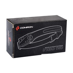 Фонарь налобный спортивный COMIRON O'HEAD TWO корпус: жёсткий ABS, IPX4; свет: XPE+COB, 350lm; аккум: 1200 mAh, USB, КРАСНЫЙ аварийный режим. /уп 100/