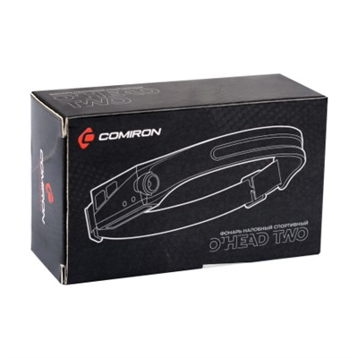 Фонарь налобный спортивный COMIRON O'HEAD TWO корпус: жёсткий ABS, IPX4; свет: XPE+COB, 350lm; аккум: 1200 mAh, USB, КРАСНЫЙ аварийный режим. /уп 100/