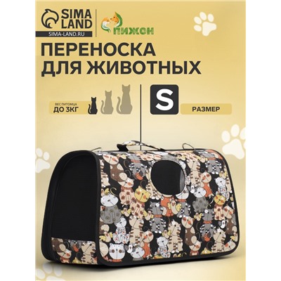 Сумка-переноска каркасная «Кошки», размер S, 37.5×17×22 см