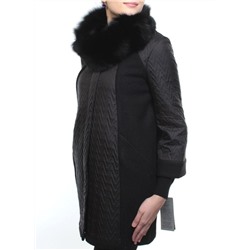 A16002 BLACK Пальто демисезонное женское (синтепон 100 гр., натуральный мех лисицы)
