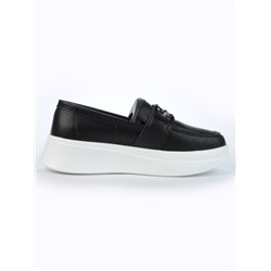 03-PDD169-6 BLACK/WHITE Полуботинки женские (натуральная кожа)