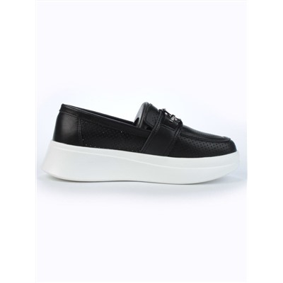 03-PDD169-6 BLACK/WHITE Полуботинки женские (натуральная кожа)