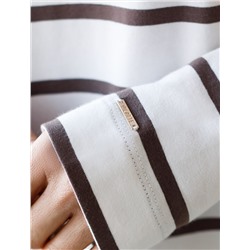 Лонгслив в полоску с принтом из премиального хлопка с эластаном