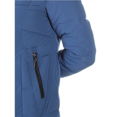 19-890 BLUE Пальто с мехом енота Kacuci