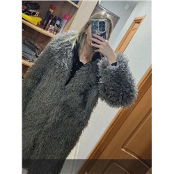 Шуба серая длинная