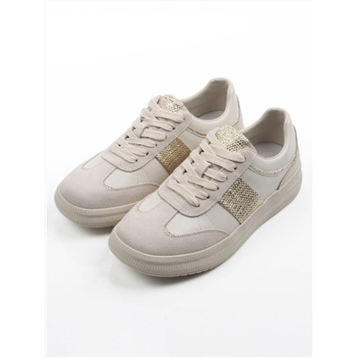 03-A1021-2 LT. BEIGE Кроссовки женские (натуральная кожа, натуральная замша)