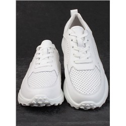 05-HY24-1D WHITE Кроссовки женские (натуральная кожа)