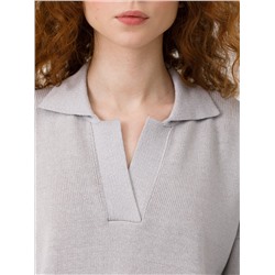 Джемпер-поло вязаный светло-серый