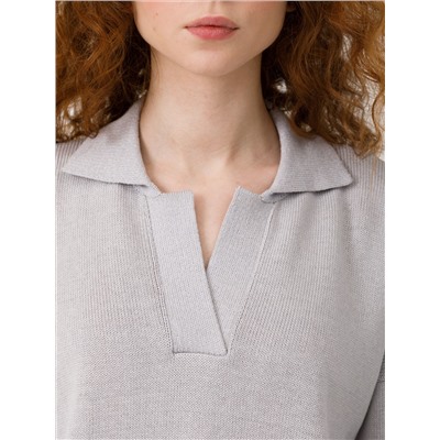 Джемпер-поло вязаный светло-серый