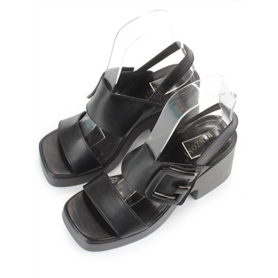 08-PEY330-2 BLACK Босоножки женские (натуральная кожа)