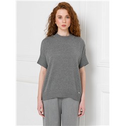 Джемпер вязаный тёмно-серого цвета с короткими рукавами