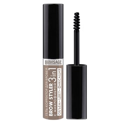 LuxVisage Гель-корректор для бровей с микрофиброй "Brow styler"3in1,тон 1 Латте NEW 6г