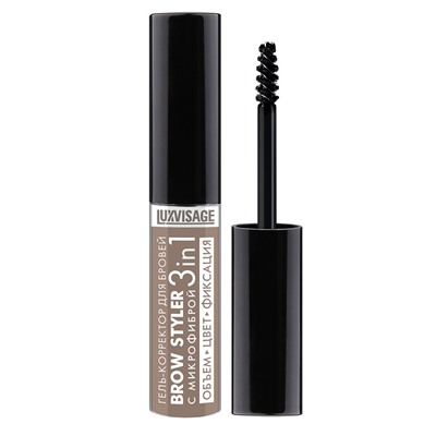 LuxVisage Гель-корректор для бровей с микрофиброй "Brow styler"3in1,тон 1 Латте NEW 6г