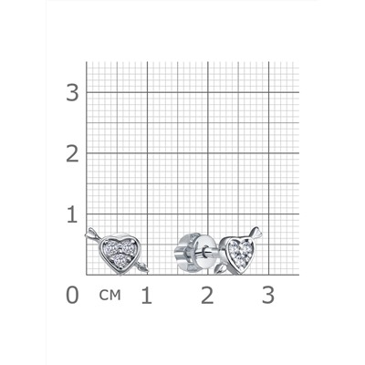 Серьги с фианитом родированные серебро 925*