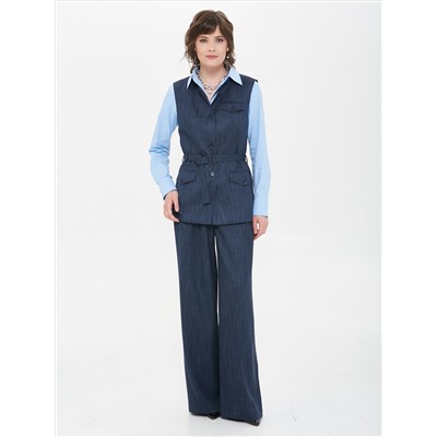 Брюки прямые тёмно-синие с карманами