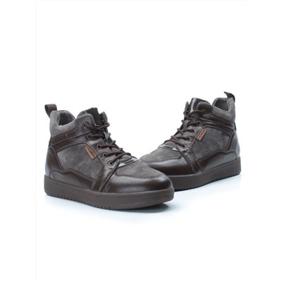 04-PA-18Z BROWN Ботинки зимние женские (натуральная замша и кожа, шерсть)