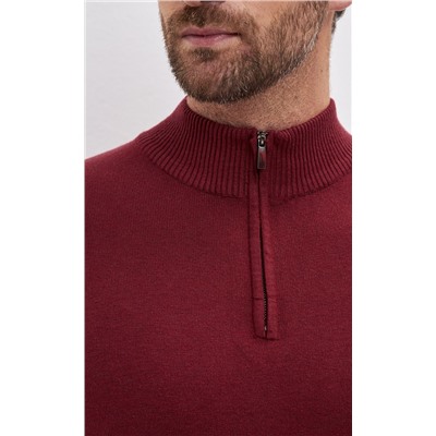 Джемпер мужской с воротником-стойкой на молнии F121-01-889 бордовый