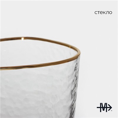 Бокал для вина Magistro «Жемчуг», 300 мл, 8.5×22 см, стекло, с золотой отводкой, прозрачный