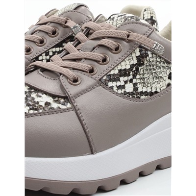 03-A847-11 GRAY/BROWN Кроссовки женские (натуральная кожа)