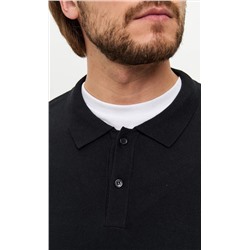 Джемпер мужской с отложным воротником и планкой на пуговицах F221-15-22021 чёрный