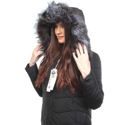 M16-98 BLACK Пальто зимнее женское (холлофайбер, натуральный мех чернобурки)