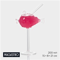 Бокал для коктейля Magistro «Фугу», 200 мл, 8×21 см, стекло, прозрачный
