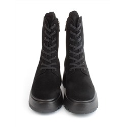 04-M2-1376 BLACK Ботинки зимние женские (натуральная замша, натуральный мех)
