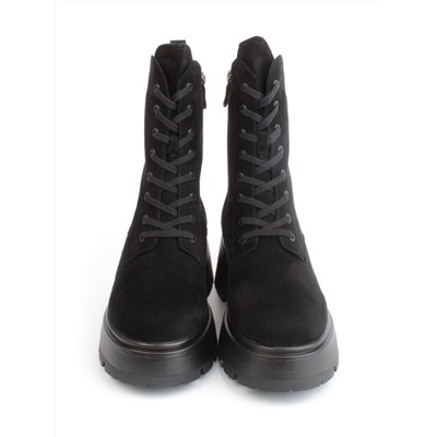 04-M2-1376 BLACK Ботинки зимние женские (натуральная замша, натуральный мех)