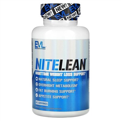 EVLution Nutrition, NiteLean, поддержка для снижения веса в ночное время, 45 растительных капсул