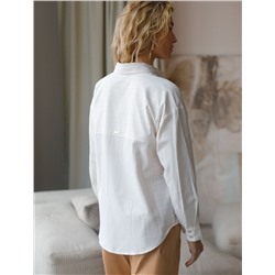 Блузка свободного силуэта в тонкую полоску из хлопка с добавлением льна