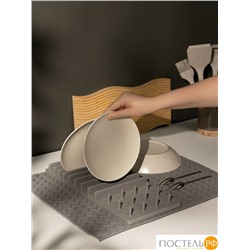 DOME ЛЕМВИГ сер. Коврик с подставкой для посуды 38х50 см, 1 пр.