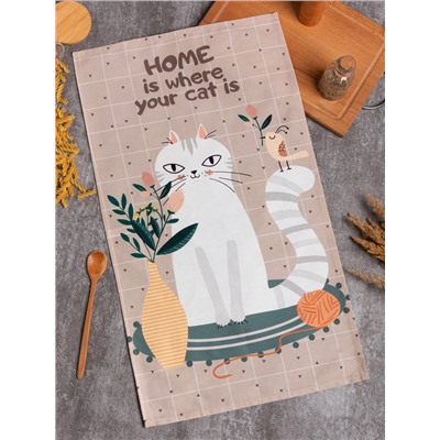 Полотенце «Этель. Белая кошечка», 40×73 см, саржа, 100% хлопок, 190 г/м²