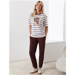 Свободная футболка в широкую полоску с принтом из премиального хлопка с эластаном