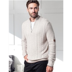 Свитер фактурной крупной вязки с металлической молнией