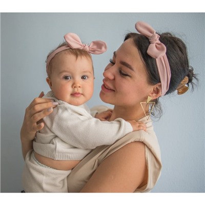Повязка на голову для мамы и дочки Крошка Я «Family look», новогодний, 2 шт., розовый