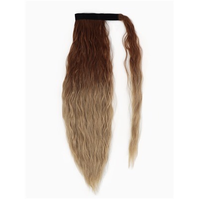 Хвост накладной, волнистый волос, на резинке, 60 см, 100 г, блонд, каштановый(#SHT12C/SHT85)