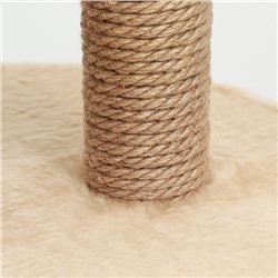 Комплекс для кошек с когтеточкой, с круглым домом, 2 полками, 42×42×90 см, бежевый