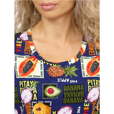 752 Платье "Тропики/синий"