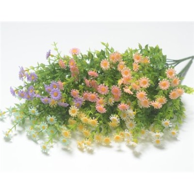 Ветка в букете зелени ромашка мелкая 7 веток. Цвет в ассортименте, без права выбора.