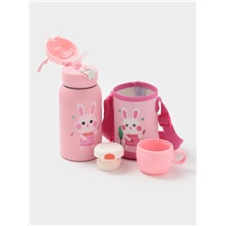 Термос детский «Единорог», 500 мл, с кружкой, два вида крышек, сохраняет тепло до 6 ч, нержавеющая сталь, розовый, МИКС