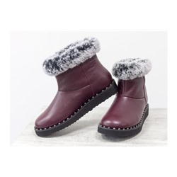 Женские сапоги в стиле UGG из натуральной кожи флотар бордового цвета и исскуственного меха "шиншила", Зимняя коллекция от ТМ Джино Фиджини, Б-17113-11