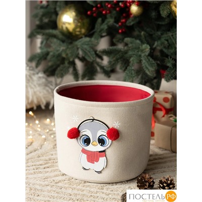 DOME ЭЙРА беж/красн Корзина для хранения 25,5х20,5 см., 1 пр., полиэстер