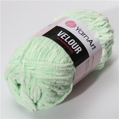 Плюшевая пряжа для вязания спицами, крючком YarnArt, Velour, велюровая, 100% микрополиэстер, 170 м/100 г, (845 мята)