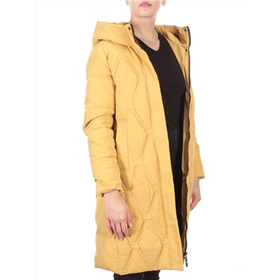 2158 MUSTARD Пальто зимнее облегченное  женское YINGPENG (150 гр. холлофайбер)