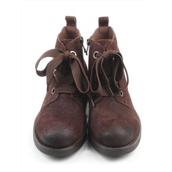 01-908-1B BROWN Ботинки демисезонные женские (натуральная замша)