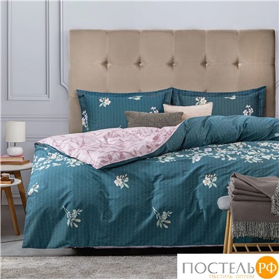 CASSIA АЛЬТАН КПБ 145х215-1/180х220-1/50х70-2, 4 пр., хл./сатин зеленый/розовый